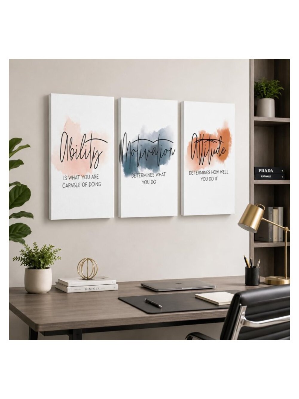 3 Panel Inspirational Canvas Wall Art Motivational Quote Home Office Decor
